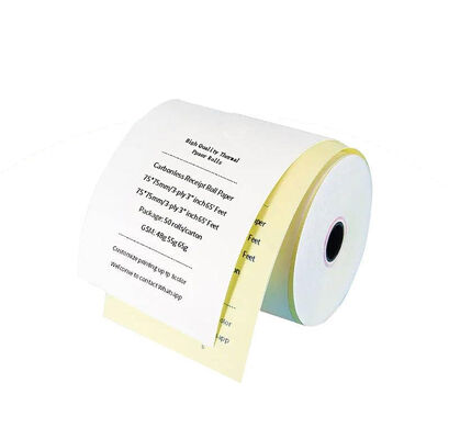 China 2 Ply NCR Carbonless Kitchen Printer Paper Rolls 2 Part White and Yellow for sale