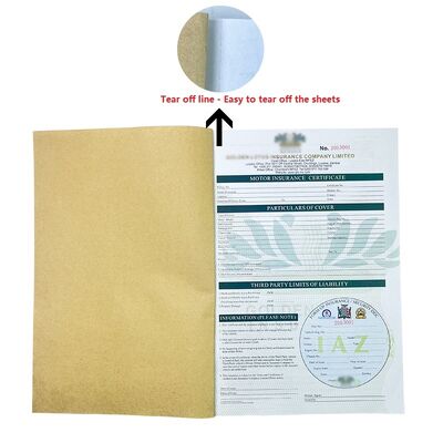 China 2 Ply Pre Printed Carbonless Insurance Book Wraparound Cover with Coding and Tear-free Dotted Line on Each Page for sale