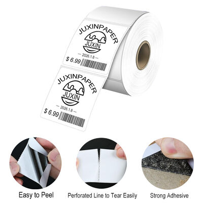 China Direct Thermal Adhesive Labels Rolls Perforated Square Barcode and QR Code Stickers 2x2 Inch for sale