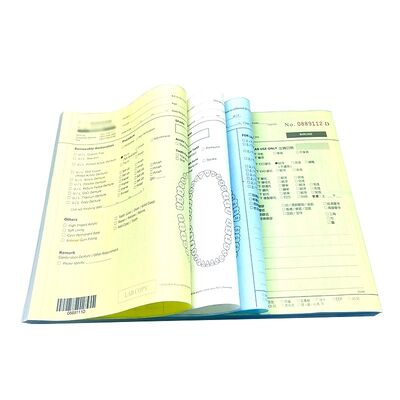 China 3 Ply NCR Carbonless Lab Book 3 Part Lab Form Left Side Edge Glued with Coding on Each Page for sale