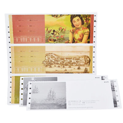 China 200x80mm Museum Tickets Theme Park Tickets Thermal Paper Tickets Perforated Fan Fold UV Printing for sale