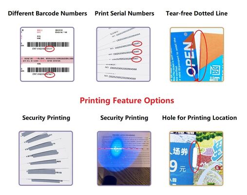 China 80x90mm Musium Thermal Ticket Rolls Printed Repeat Sensemarks UV Printing for sale