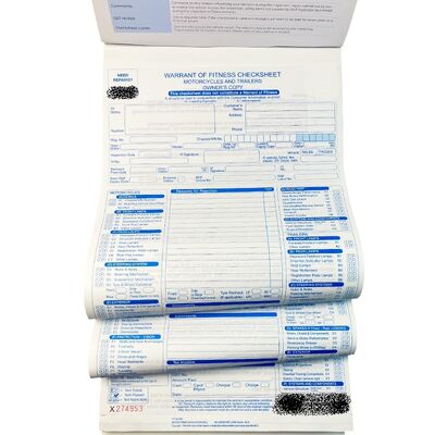 China 8.5x11.5 Inch 3 Ply Pre Printed Carbonless Vehicle Inspection Checksheet Book with Serial Numbers for sale