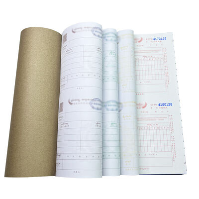 China 4 Ply Pre Printed Carbonless Tax Invoice Wraparound Book with Serial Numbers for sale