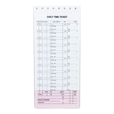 China 10 Flags Mechanics Daily Time and Job Ticket 3 Part Carbonless Form for sale