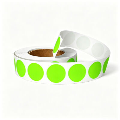 China 1x1 Inch Round Fluorescent Green Adhesive Labels Dot Stickers for sale