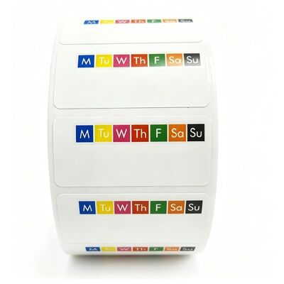 China Weekday Color Coded Thermal Adhesive Labels Stickers for sale