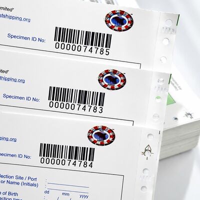 China 3 Part Carbonless Specimen Collection Form with Peel-off Flag Labels for sale