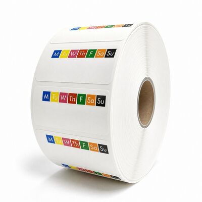 China Weekday Color Coded Thermal Adhesive Labels Stickers for sale