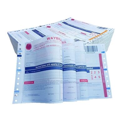 4 Part Printed Perforated Waybill NCR Carbonless Copy Form