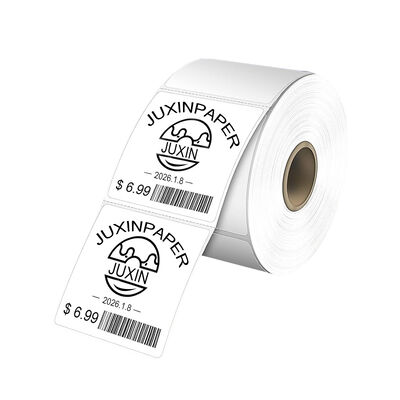 Direct Thermal Adhesive Labels Rolls Perforated Square Barcode and QR Code Stickers 2x2 Inch